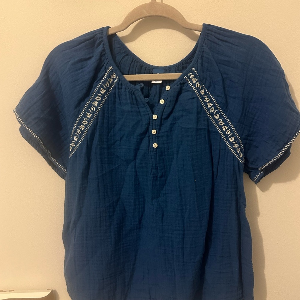 Old Navy Blue Blouse with Embroidered Detail